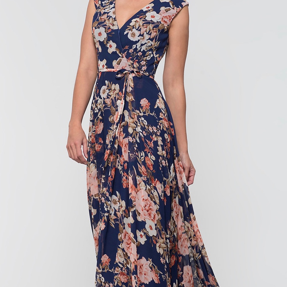 Kleinfeld long navy floral dress size 14